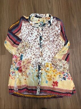 John Mark Yellow Multi Floral & Leopard Print Tunic